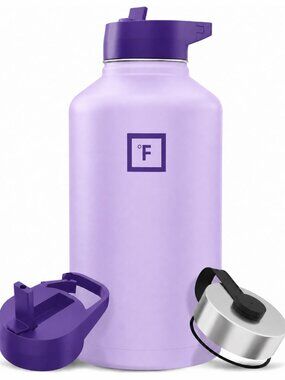 IRON °FLASK Stainless Steel Insulated 64 oz Water Bottle BPA Free with 3 Lids